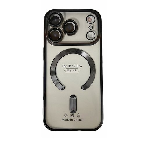 CUSTODIA CELLULARE DI ELETTROPLASTICA + PROTEZIONE LENTI + MAGNETICA PER APPLE IPHONE 17 PRO NERO