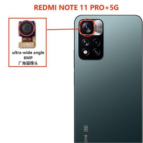 ANGOLO AMPIO CAMERA POSTERIORE PICCOLO 8MP PER XIAOMI REDMI NOTE 11 PRO+ 5G (21091116UG 21091116UC) ORIGINALE