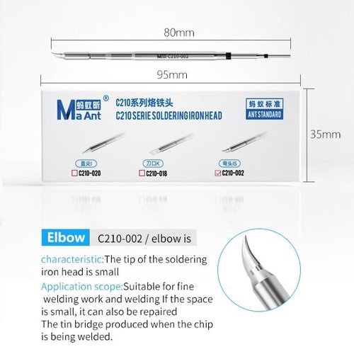 MAANT C210-002H IS TESTA DEL SALDATORE PER T26 T210 STAZIONE DI SALDATURA MANIGLIA APPLICABILE