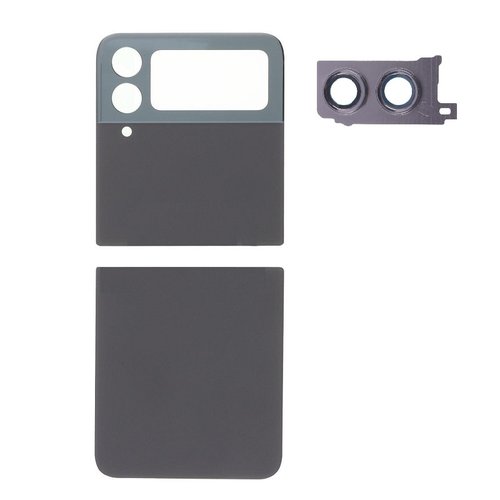 SET 2 PEZZI COVER POSTERIORE PER SAMSUNG GALAXY Z FLIP4 5G F721B GRAFITE / NERO