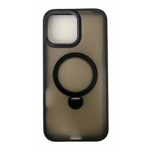 CUSTODIA CELLULARE DI SILICONE LIQUIDO SATINATO + SUPPORTO MAGNETICO ROTANTE A 360 GRADI PER APPLE IPHONE 16 PRO MAX NERO