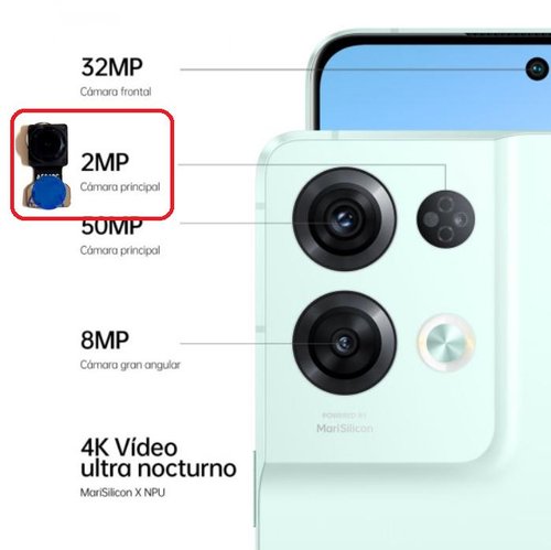 CAMERA MACRO 2MP PER OPPO RENO8 PRO (CPH2357) / RENO 8 PRO+ 5G (PFZM10) ORIGINALE