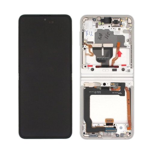 DISPLAY LCD + TOUCHSCREEN DISPLAY COMPLETO + FRAME PER SAMSUNG GALAXY Z FLIP 3 5G F711B ARGENTO ORIGINALE (SERVICE PACK)