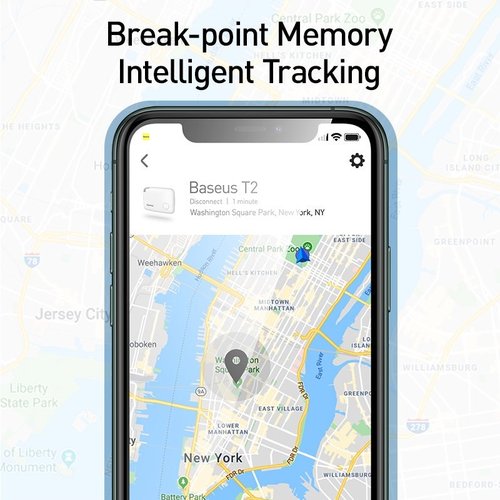 BASEUS T2 DISPOSITIVO ANTI-SMARRIMENTO INTELLIGENTE STILE CORDINO RICERCA CON UN CLIC PER UN POSIZIONAMENTO ACCURATO PER APPLE / ANDROIDE BIANCO