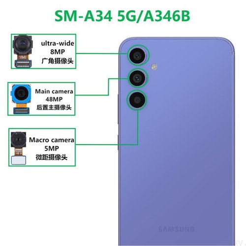 ANGOLO AMPIO CAMERA POSTERIORE PICCOLO 8MP PER SAMSUNG GALAXY A34 5G A346B / A25 5G A256B