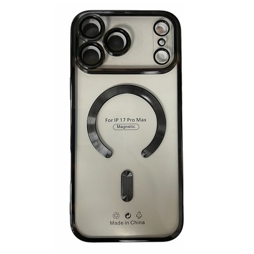CUSTODIA CELLULARE DI ELETTROPLASTICA + PROTEZIONE LENTI + MAGNETICA PER APPLE IPHONE 17 PRO MAX NERO