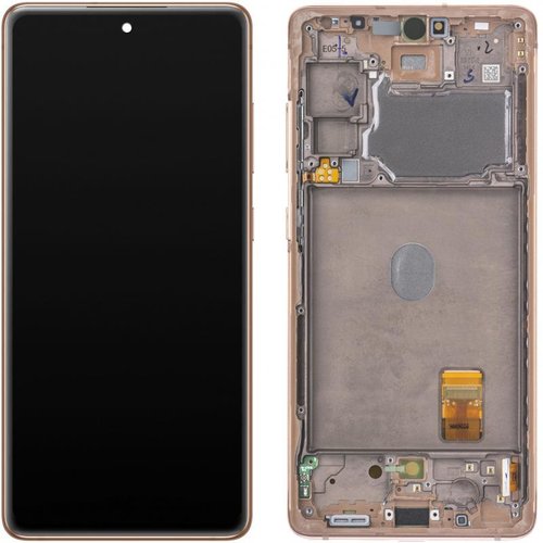 DISPLAY LCD + TOUCHSCREEN DISPLAY COMPLETO + FRAME + ANTENNA PER SAMSUNG GALAXY S20 FE 5G / S20 LITE G781B ARANCIA ORIGINALE (SERVICE PACK)