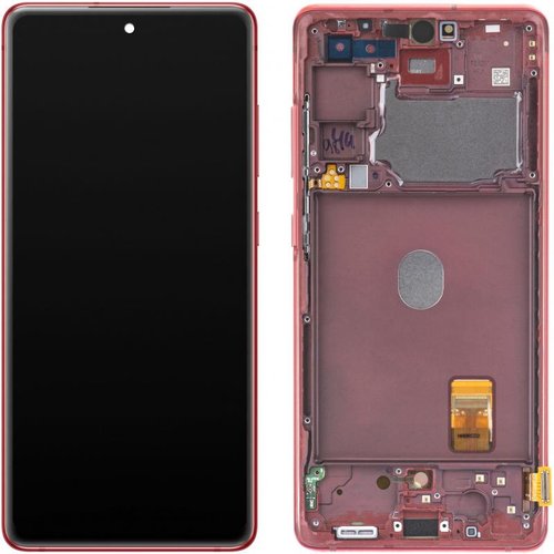 DISPLAY LCD + TOUCHSCREEN DISPLAY COMPLETO + FRAME + ANTENNA PER SAMSUNG GALAXY S20 FE 5G / S20 LITE G781B ROSSO ORIGINALE (SERVICE PACK)