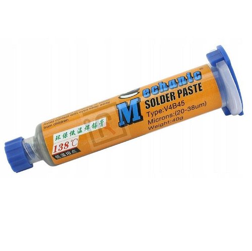 GEL DI SALDATURA SENZA PIOMBO MECHANIC V4B45 MICRON 20-38um PESO 40g BASSA TEMP 138o