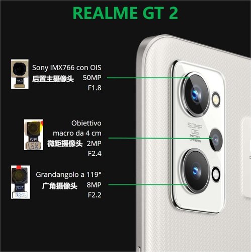 ANGOLO AMPIO CAMERA POSTERIORE PICCOLO 8MP PER GT2 (RMX3310 RMX3312 RMX3311) ORIGINALE