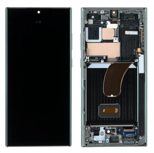 TOUCHSCREEN + DISPLAY AMOLED DISPLAY COMPLETO + FRAME PER SAMSUNG GALAXY S23 ULTRA 5G S918B VERDE SCHERMO SERVICE PACK + FRAME (NON ORIGINALE)