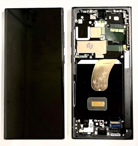 TOUCHSCREEN + DISPLAY AMOLED DISPLAY COMPLETO + FRAME PER SAMSUNG GALAXY S23 ULTRA 5G S918B GRIGIO GRAFITE / ROSSO SCHERMO SERVICE PACK + FRAME (NON ORIGINALE)