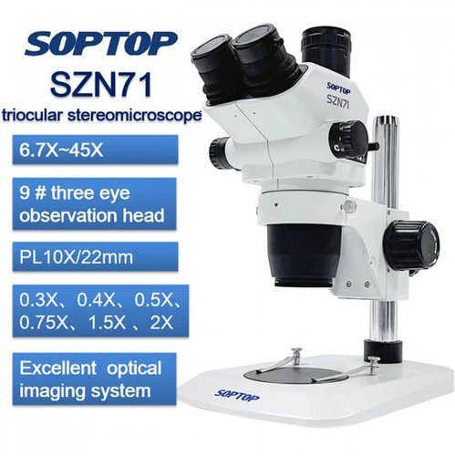 (Prenotazione) SOPTOP SZN71 MICROSCOPIO 6.7X-45X TRINOCULAR PERRIPARAZIONE MOBILE + LUCE LED DI MICROSCOPIO