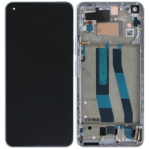 TOUCHSCREEN + DISPLAY LCD DISPLAY COMPLETO + FRAME PER XIAOMI MI 11 LITE 4G (M2101K9AG) / MI 11 LITE 5G (M2101K9G) BIANCO ORIGINALE (SERVICE PACK) (5600040K9D00)