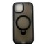 CUSTODIA CELLULARE DI SILICONE LIQUIDO SATINATO + SUPPORTO MAGNETICO ROTANTE A 360 GRADI PER APPLE IPHONE 15 NERO - 1