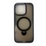 CUSTODIA CELLULARE DI SILICONE LIQUIDO SATINATO + SUPPORTO MAGNETICO ROTANTE A 360 GRADI PER APPLE IPHONE 16 PRO NERO - 1