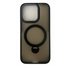 CUSTODIA CELLULARE DI SILICONE LIQUIDO SATINATO + SUPPORTO MAGNETICO ROTANTE A 360 GRADI PER APPLE IPHONE 15 PRO NERO - 1